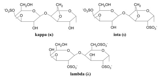 3 Structure of kappa, iota, and lambda carrageenan. (Figure redrawn